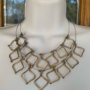 💚3/$25 Unique imitation Gold Statement Necklace and pierced earrings